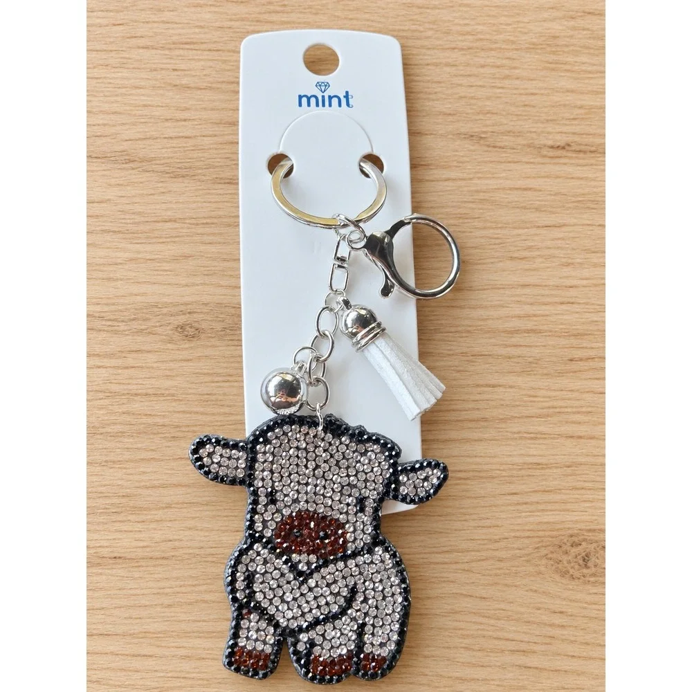 Highland Cow Rhinestone Keychain Set of 4 Sparkly Western Purse Bag Charms
